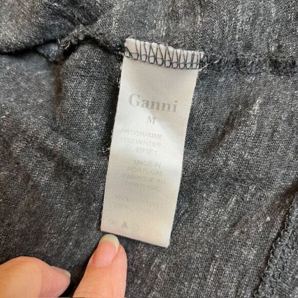 Ganni "Winter Swing" Cotton Jersey Dress in Charcoal Anthropologie Size Medium - Picture 7 of 9